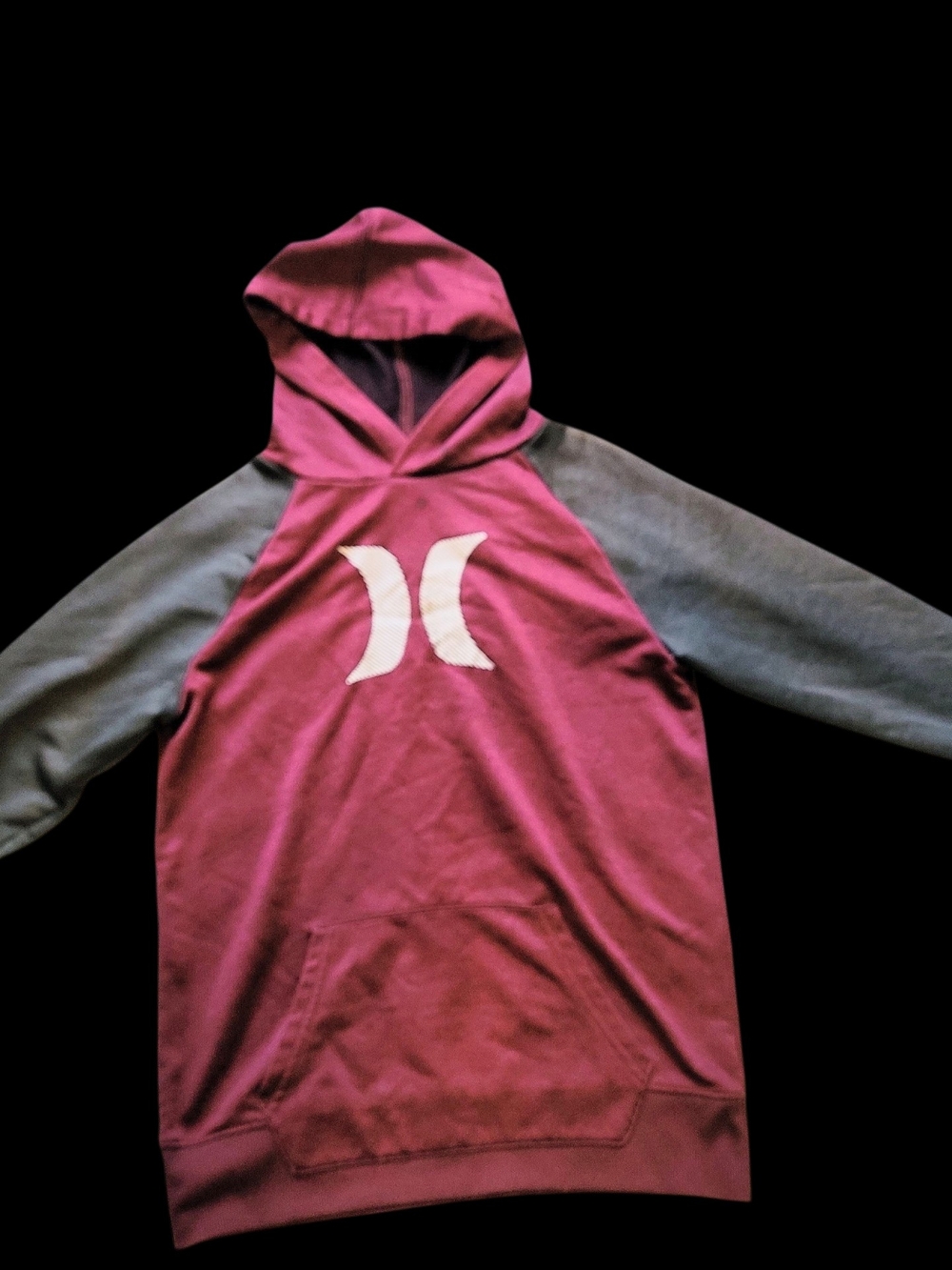 Hurley Men's Maroon and Gray Zip-Up Hoodie